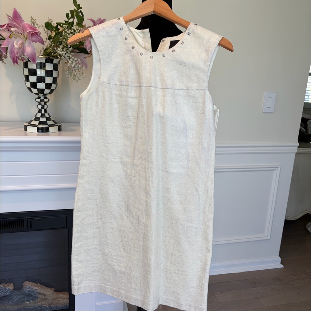 Cynthia Rowley Cream Sleeveless Midi Dress with Stud Detail